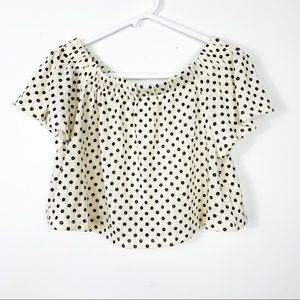 Kimchi Blue Cream Polka Dot Off The Shoulder Crop
